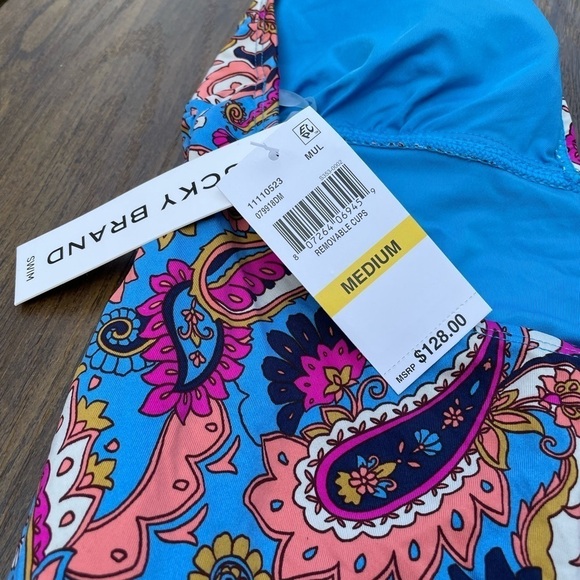 Lucky Brand women’s bathing suit Poolside Charm One-Piece Multi M multi paisley - Picture 5 of 6